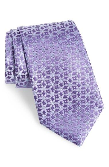 Men's Nordstrom Men's Shop Abstract Medallion Silk Tie, Size - Purple