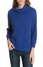 Women's Autumn Cashmere Funnel Neck Cashmere Sweater - Blue