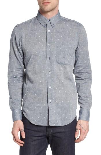 Men's Naked & Famous Denim Dobby Chambray Bow Ties Shirt - Blue