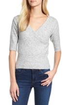 Women's Kersh Surplice Stretch Cotton Sweater - Grey
