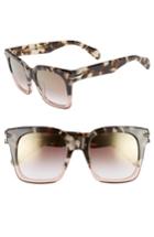 Women's Rag & Bone 51mm Polarized Mirrored Square Sunglasses - Havana/ Pink