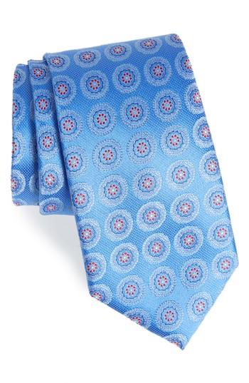 Men's Nordstrom Men's Shop Pinpoint Medallion Silk Tie, Size X-long - Blue