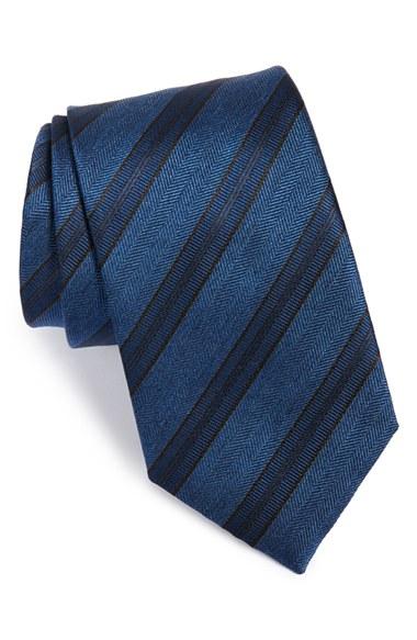 Men's Brioni Stripe Silk Tie, Size - Blue