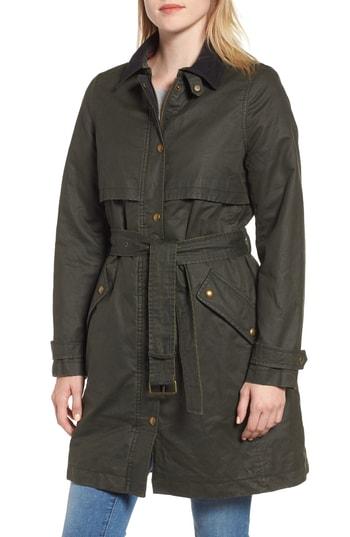 Women's Joules Waxed Trench Coat - Green