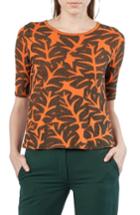 Women's Akris Punto Tropical Leaf Elbow Sleeve Wool Sweater