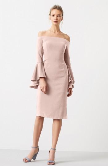 Women's Bardot 'solange' Off The Shoulder Midi Dress - Pink