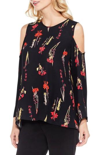 Women's Vince Camuto Cold Shoulder Botanical Print Blouse - Black