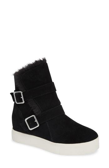 Women's Jslides Wells Faux Fur Trim High Top Sneaker M - Black