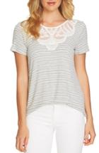Women's Cece Lace Panel Stripe Tee - Grey