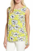 Women's Chaus Print Mixed Media Side Tie Top
