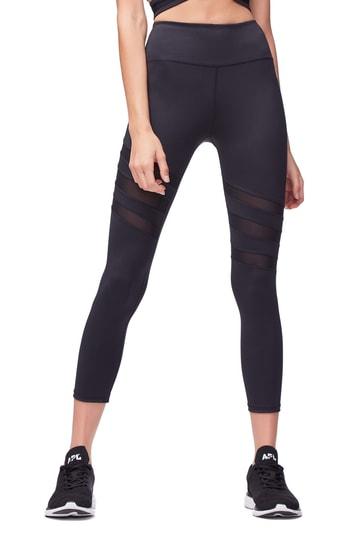 Women's Good American High Waist Mesh Panel Crop Leggings - Black