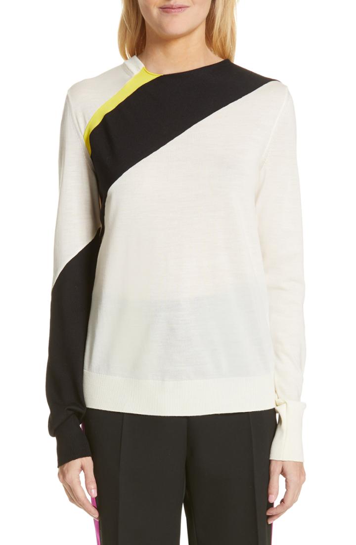 Women's Calvin Klein 205w39nyc Contrast Stripe Wool Blend Sweater - White