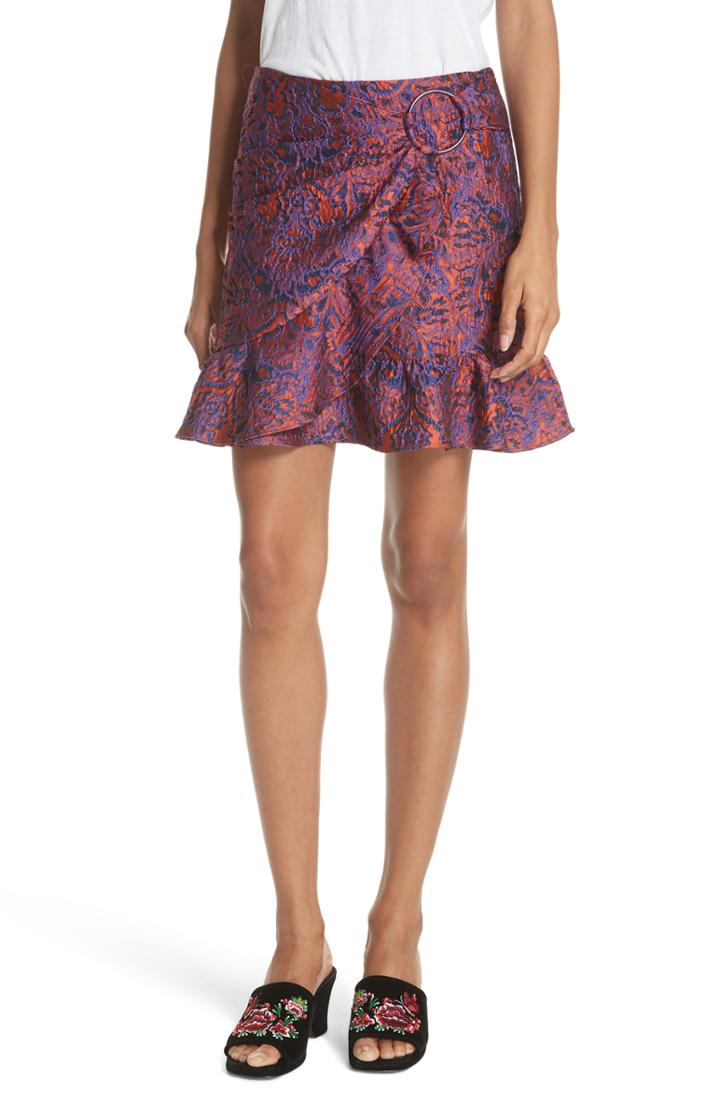 Women's Opening Ceremony Ruffle Hem Jacquard Skirt