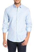 Men's Stone Rose Trim Fit Print Sport Shirt, Size - Blue