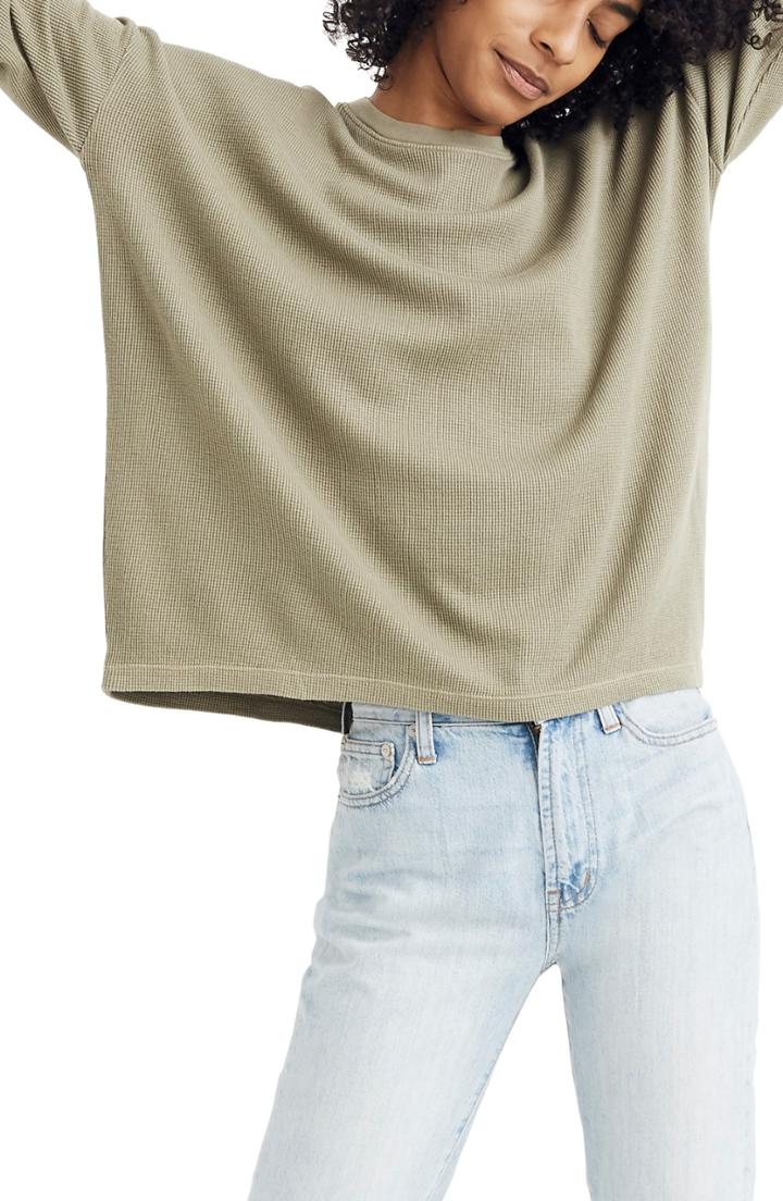 Women's Madewell Ex-boyfriend Thermal Tee - Green