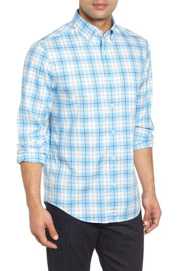 Men's Vineyard Vines Riverbank Regular Fit Plaid Sport Shirt, Size - Blue