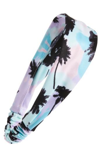 Berry Tropical Palm Head Wrap, Size - Blue