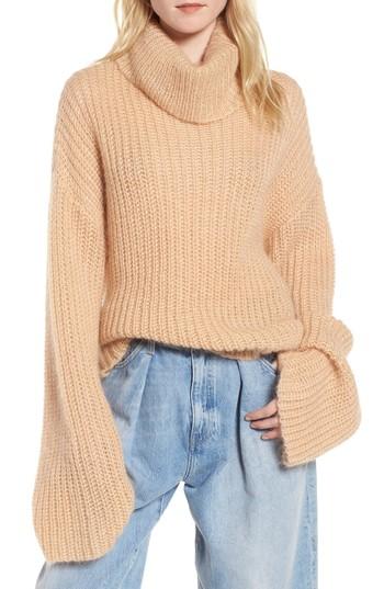 Women's Kendall + Kylie Cross Back Turtleneck Sweater - Beige