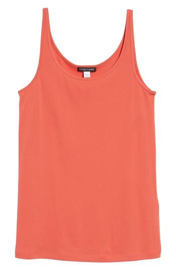 Women's Eileen Fisher Long Scoop Neck Camisole, Size X-small - Coral (regular & ) (online Only)