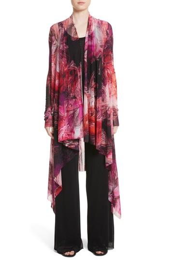 Women's Fuzzi Print Tulle Waterfall Hem Cardigan