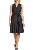 Women's Anne Klein New York Notch Collar Stretch Denim Dress - Black