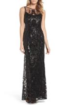 Women's Adrianna Papell Sequin Embellished Chiffon Gown - Black