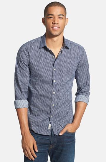 Men's 7 Diamonds 'blueberry Hill' Trim Fit Print Woven Shirt