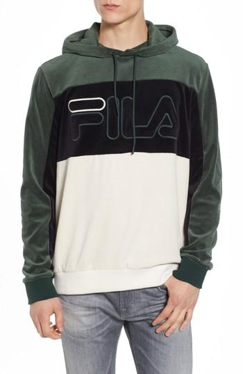 Men's Fila Baggio Velour Hoodie - Green