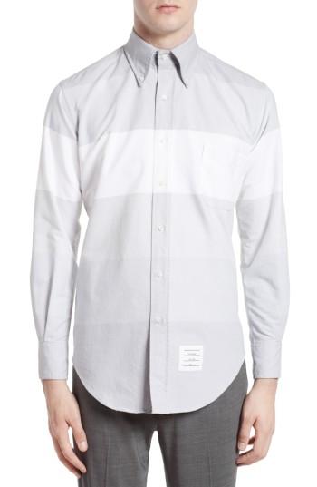 Men's Thom Browne Trim Fit Large Stripe Sport Shirt