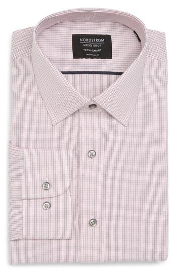 Men's Nordstrom Men's Shop Tech-smart Traditional Fit Stretch Check Dress Shirt .5 34/35 - Pink