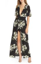 Women's Socialite Floral Print Maxi Romper - Black