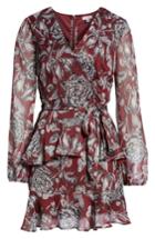 Women's Love, Fire Floral Wrap Style Dress - Burgundy