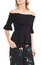 Women's Vince Camuto Off The Shoulder Smocked Top, Size - Black