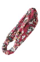 Tasha Floral Velvet Knotted Head Wrap, Size - Red