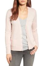 Women's Halogen V-neck Merino Wool Cardigan - Pink