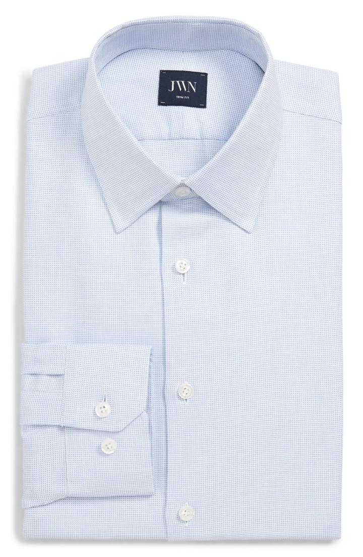 Men's John W. Nordstrom Trim Fit Solid Dress Shirt - 32 - Blue