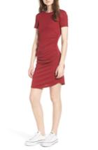 Women's Bp. Ruched Ribbed Body-con Dress, Size - Red