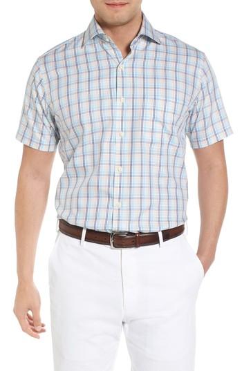 Men's Peter Millar Crown Soft Daybreak Regular Fit Check Sport Shirt - Orange