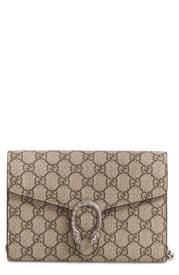 Gucci Dionysus Gg Supreme Canvas Wallet On A Chain - Beige