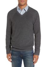 Men's Nordstrom Men's Shop Supima Cotton V-neck Sweater - Grey