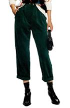 Women's Topshop Corduroy Peg Trousers Us (fits Like 0) - Green