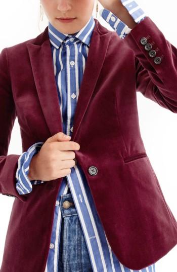 Women's J.crew Parke Velvet Blazer - Burgundy
