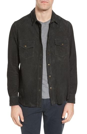 Men's Billy Reid Suede Work Shirt - Black