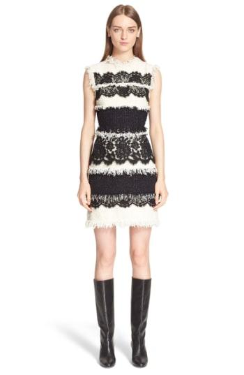 Women's Lanvin Tweed & Lace Sleeveless Dress