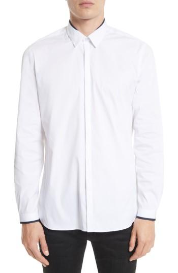 Men's The Kooples Grosgrain Trim Sport Shirt - White