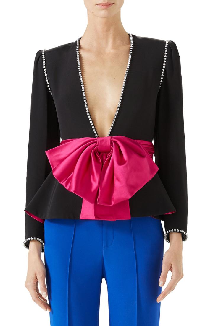 Women's Gucci Bow Detail Marocain Jacket