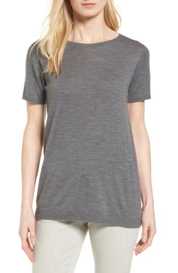Women's Eileen Fisher Merino Wool Tee, Size - Grey