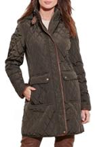 Women's Lauren Ralph Lauren Diamond Quilted Coat With Faux Leather Trim