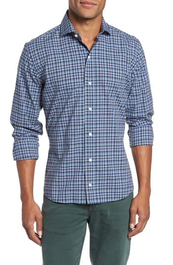 Men's Ledbury Alden Classic Fit Plaid Sport Shirt, Size - Blue