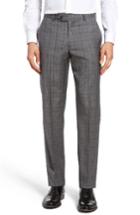 Men's Nordstrom Flat Front Plaid Wool Trousers - Grey